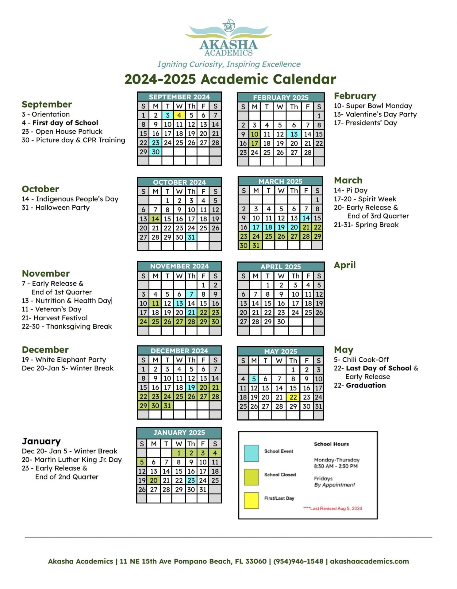 2024-2025 Academic Calendar